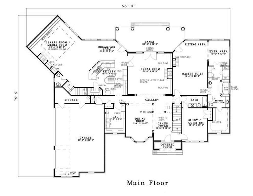 Floor Plan First Story of Country Plan #153-1643
